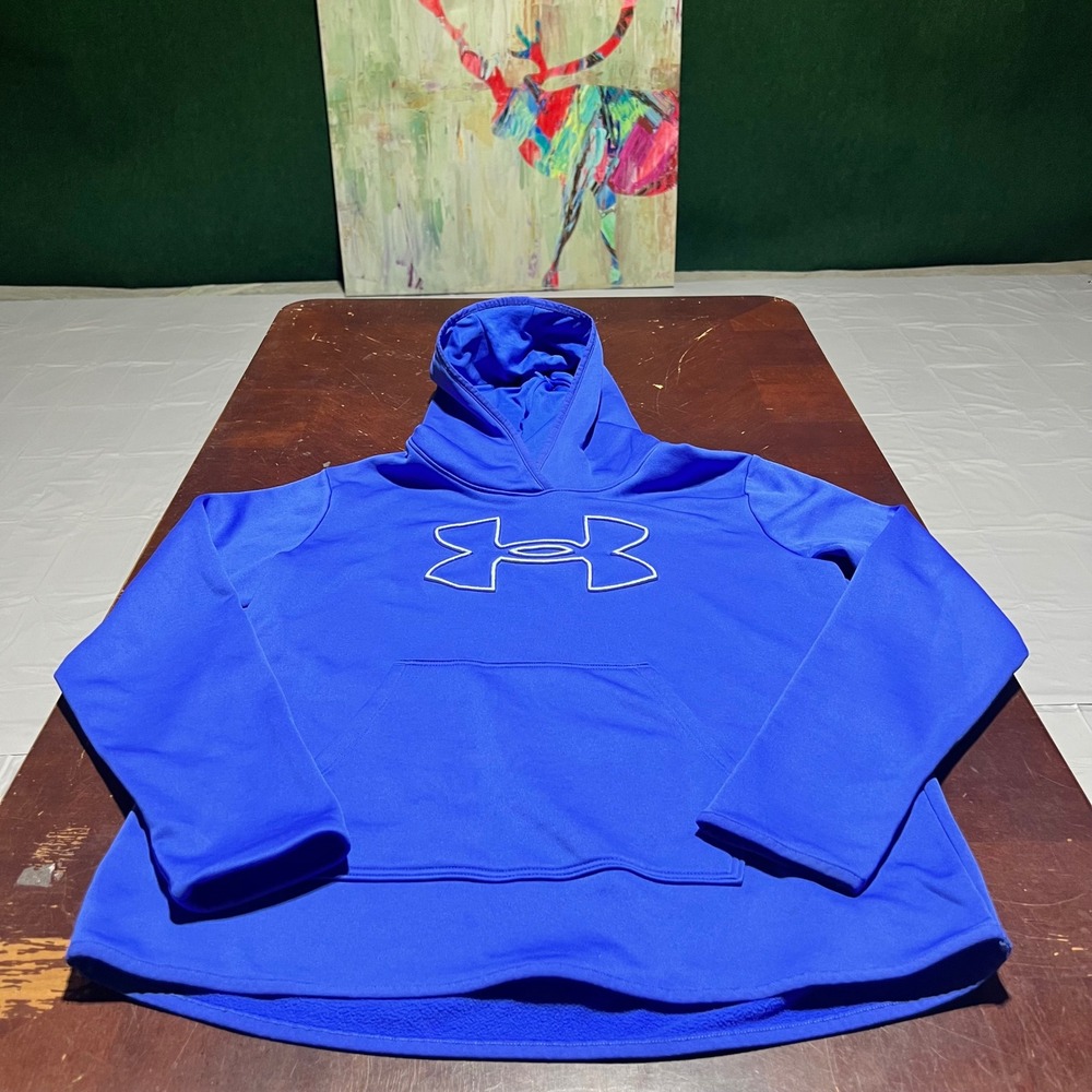 Under Armour Big Logo Hoodie Royal Blue Loose Fit Pullover Size Medium MD